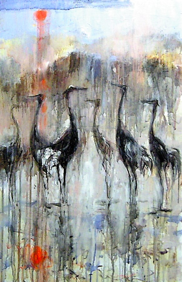 Obraz do salonu artysty Dariusz Grajek pod tytułem Słońce i ptaki....