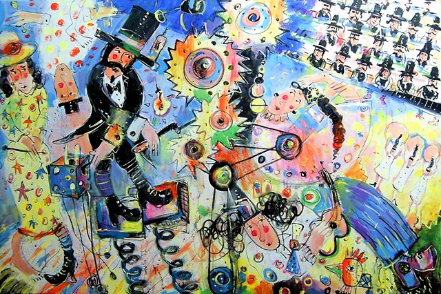 Living room painting by Dariusz Grajek titled Circus