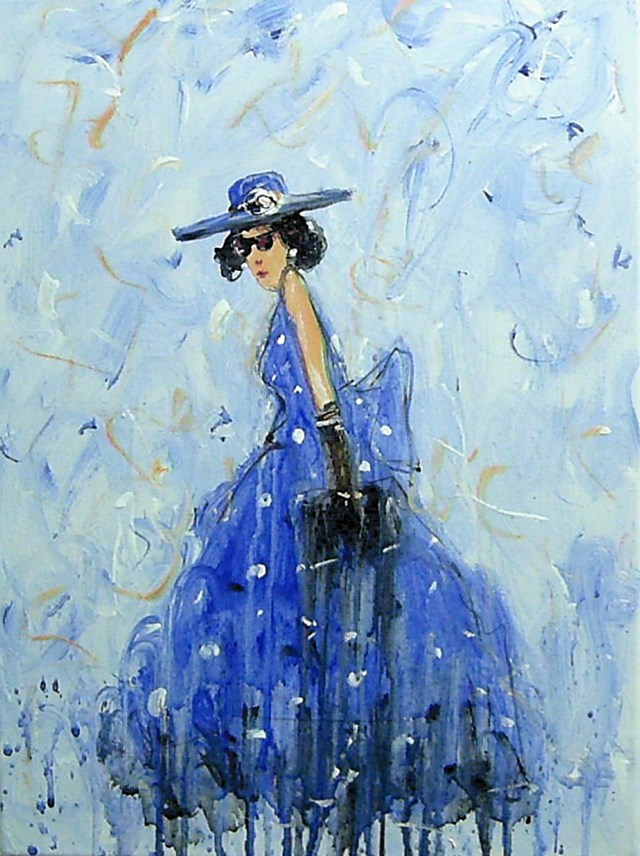 Living room painting by Dariusz Grajek titled Blue hat ..