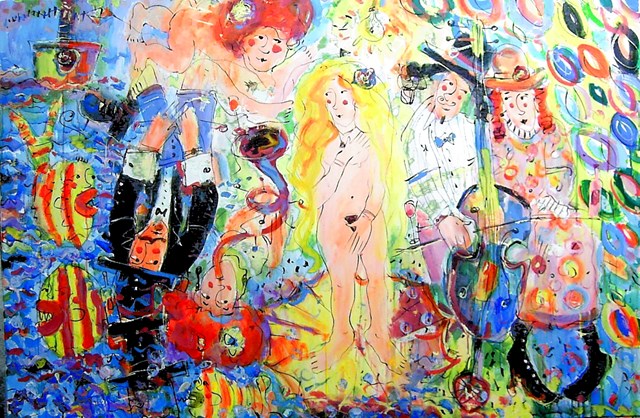 Living room painting by Dariusz Grajek titled Blonde Venus