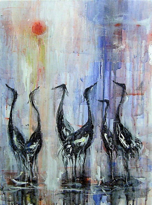 Obraz do salonu artysty Dariusz Grajek pod tytułem Ptaki w słońcu....