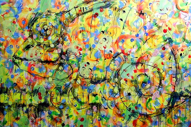 Obraz do salonu artysty Dariusz Grajek pod tytułem Kameleon w zielonym....