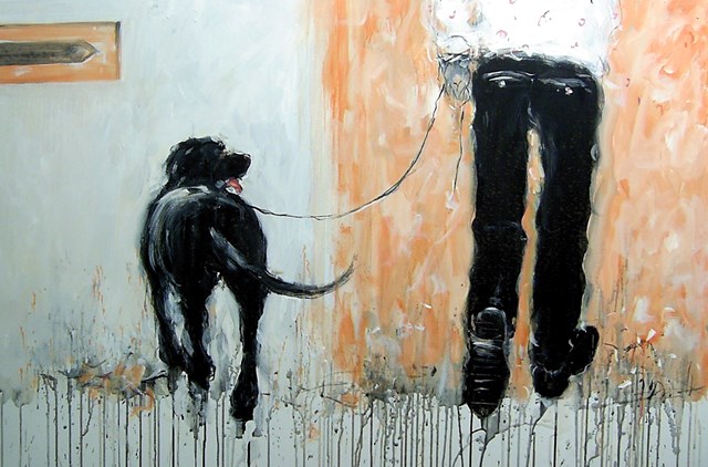 Obraz do salonu artysty Dariusz Grajek pod tytułem On i labrador...