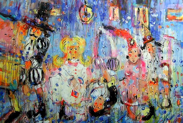 Living room painting by Dariusz Grajek titled Las meninas