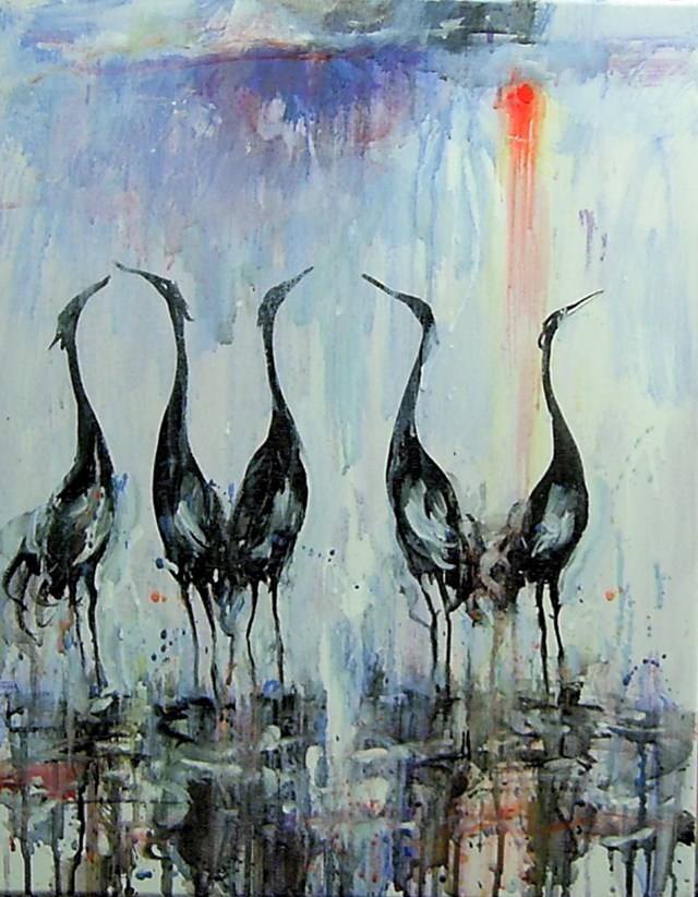 Living room painting by Dariusz Grajek titled  Birds in the sun