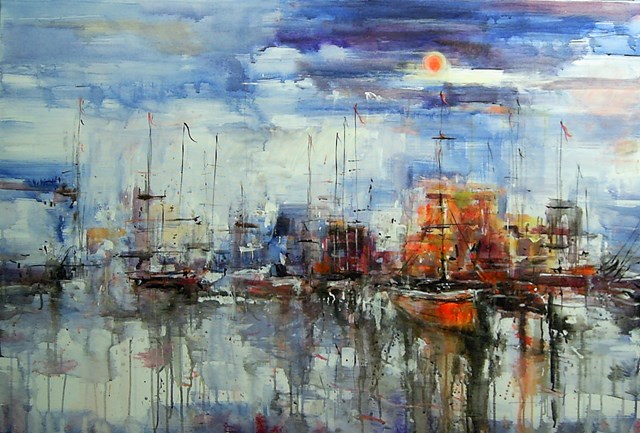 Obraz do salonu artysty Dariusz Grajek pod tytułem Port na Costa Brava....