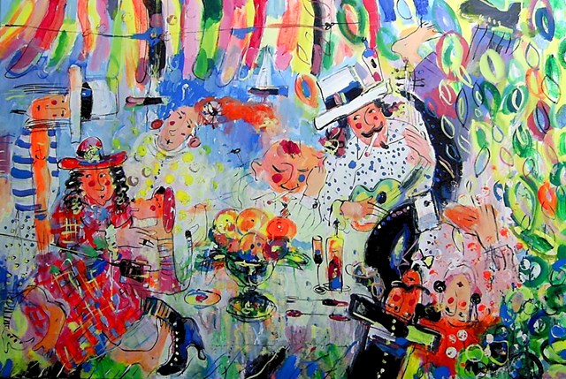Living room painting by Dariusz Grajek titled Party