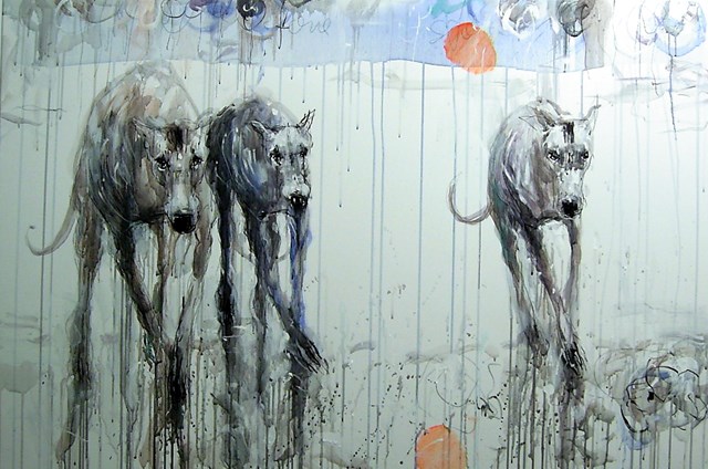 Living room painting by Dariusz Grajek titled The pack