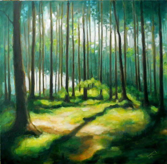 Living room painting by Piotr  Michał Kluczewski titled Mühnesee Forest