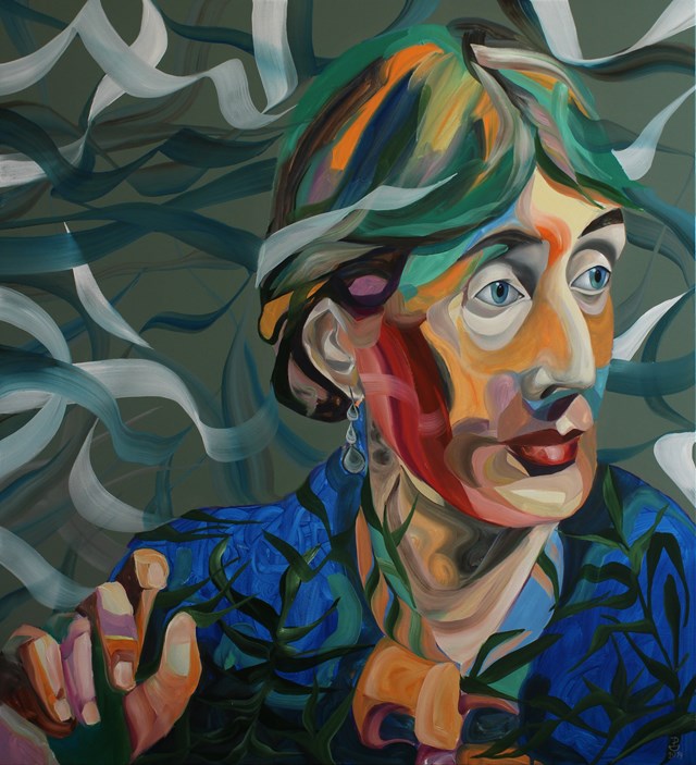 Living room painting by Paweł Dąbrowski titled Virginia Woolf