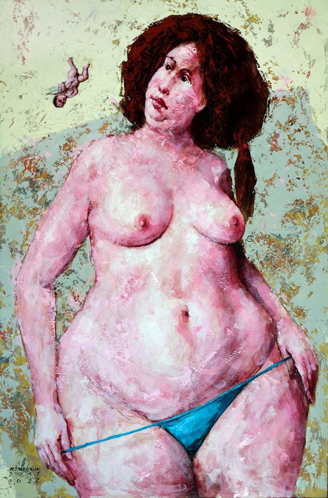 Obraz do salonu artysty Waldemar J. Marszałek pod tytułem Niespodziewany upadek Erosa
