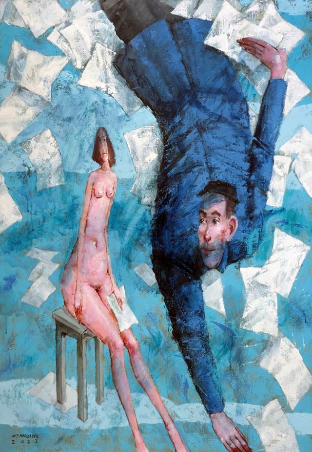 Obraz do salonu artysty Waldemar J. Marszałek pod tytułem Z cyklu Niespodziewany upadek Ikara