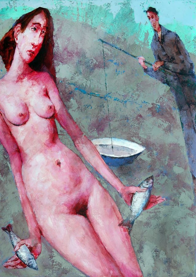 Obraz do salonu artysty Waldemar J. Marszałek pod tytułem Z cyklu Znaki zodiaku Ryby