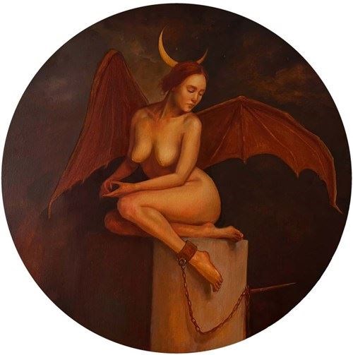 Living room painting by Roksana Karczewska titled Captured succubus