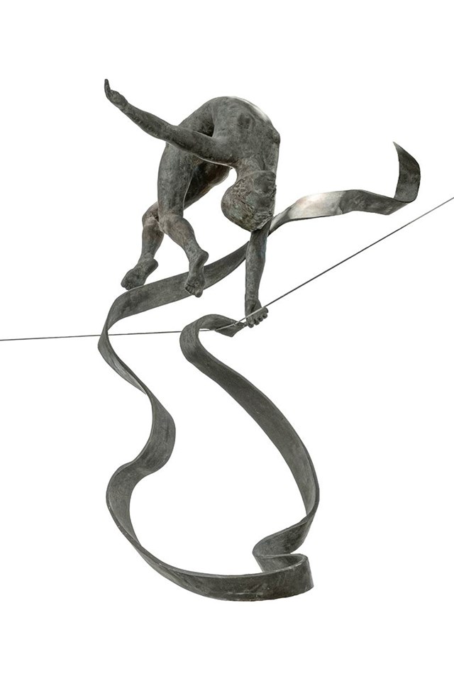 Living room sculpture by Jerzy Kędziora titled Gymnast with a sash