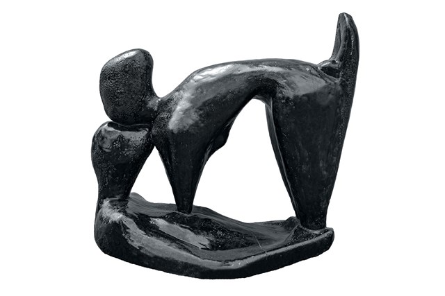 Living room sculpture by Barbara Lorek titled Two figures