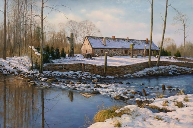Obraz do salonu artysty Wojciech Piekarski pod tytułem Pejzaz zimowy