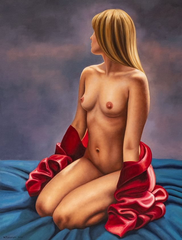 Living room painting by Wojciech Piekarski titled Slavic Beauty
