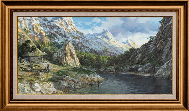 Living room painting by Valery Chernenko titled Over the mountain river