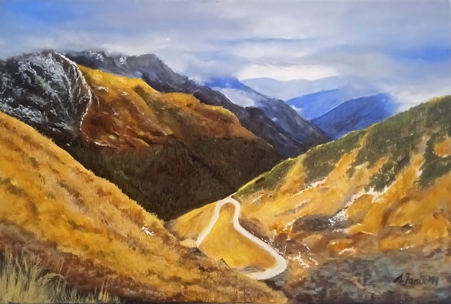 Living room painting by Agnieszka Janik titled Transfagarasan