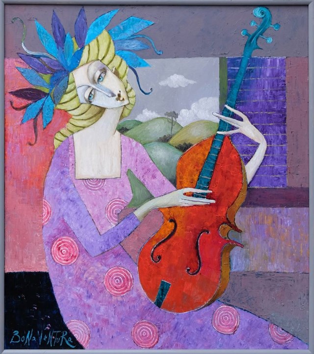 Obraz do salonu artysty Jan Bonawentura Ostrowski pod tytułem Dziewczyna ze skrzypcami