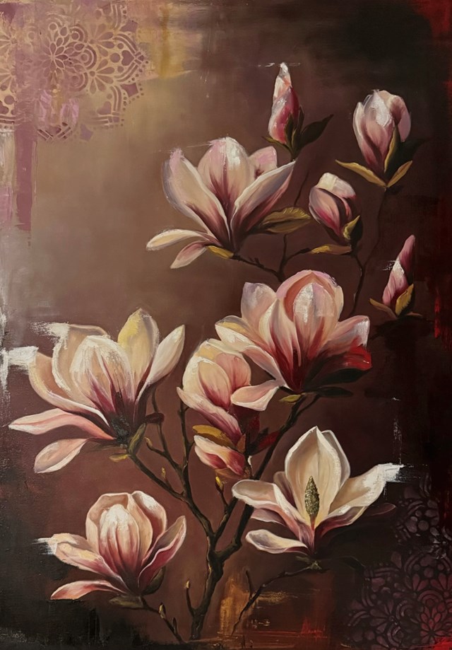 Living room painting by Anna Szóstak titled Magnolia