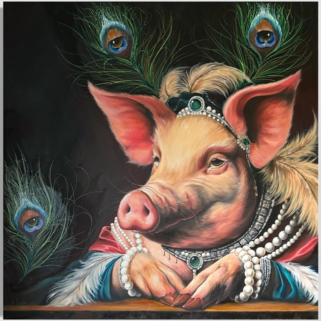 Obraz do salonu artysty Anna Szóstak pod tytułem Miss piggy 