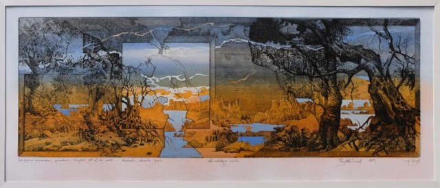 Grafika do salonu artysty Krzysztof Wieczorek pod tytułem Dwa pejzaże horyzontalne - odbitka unikatowa IV