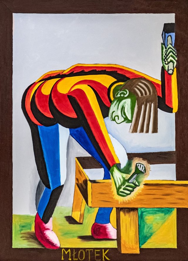 Living room painting by Szymon Urbański titled The hammer