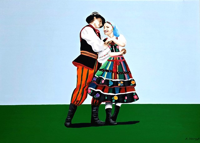 Living room painting by Monika Adamczyk titled Polish dances II