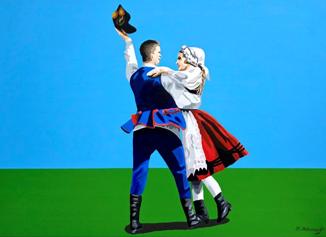 Living room painting by Monika Adamczyk titled Polish dances