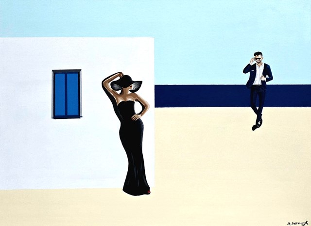 Living room painting by Monika Adamczyk titled Under the Greek sky 