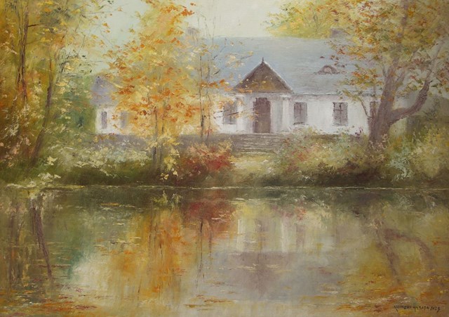 Living room painting by Kazimierz Hamada titled DWÓR W PETRYKOZACH