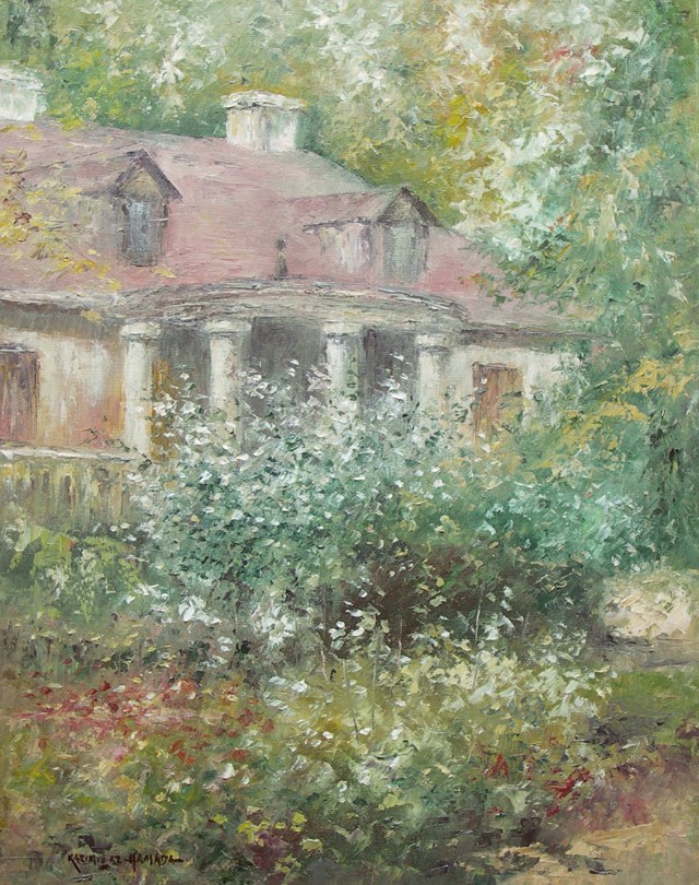 Living room painting by Kazimierz Hamada titled DWÓR W TUROWICACH