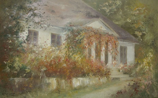 Living room painting by Kazimierz Hamada titled DWÓR W GOŁYSZYNIE