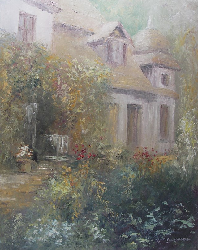 Living room painting by Kazimierz Hamada titled DWÓR W KOSZUTACH
