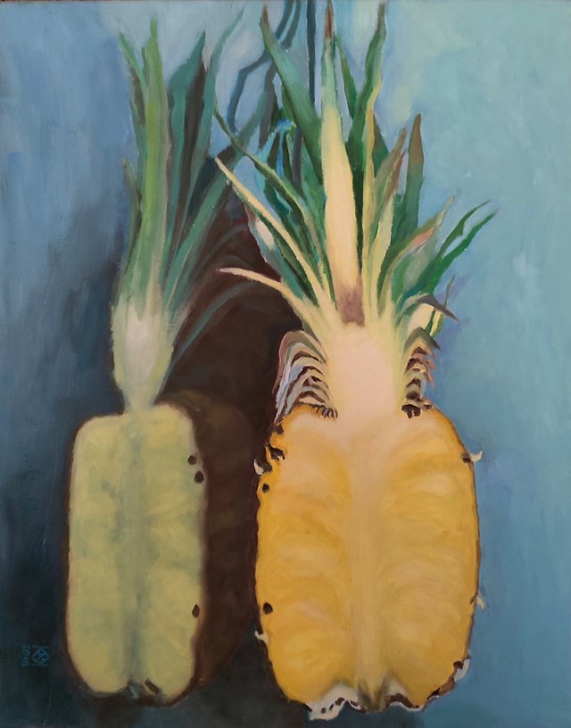 Living room painting by Krystyna Korczakowska- Nosek titled Ananas