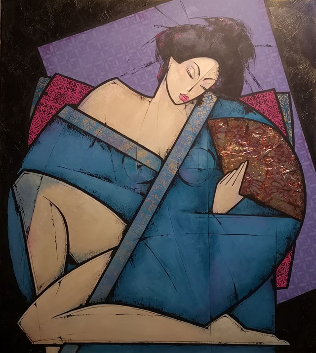 Living room painting by Iwona Wierkowska-Rogowska titled Origami