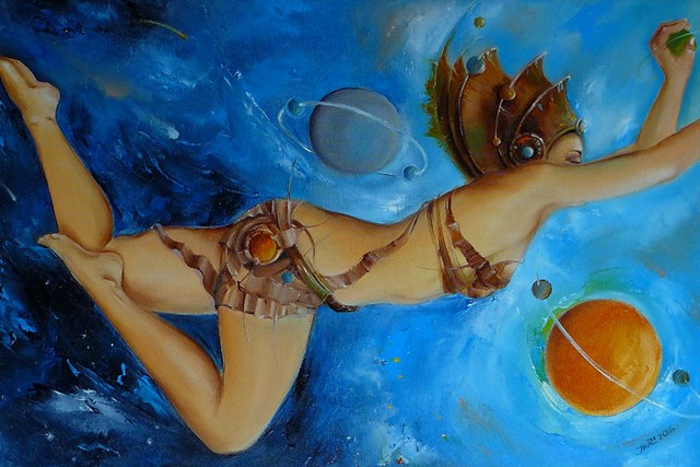 Living room painting by Iwona Wierkowska-Rogowska titled Virgo constellation