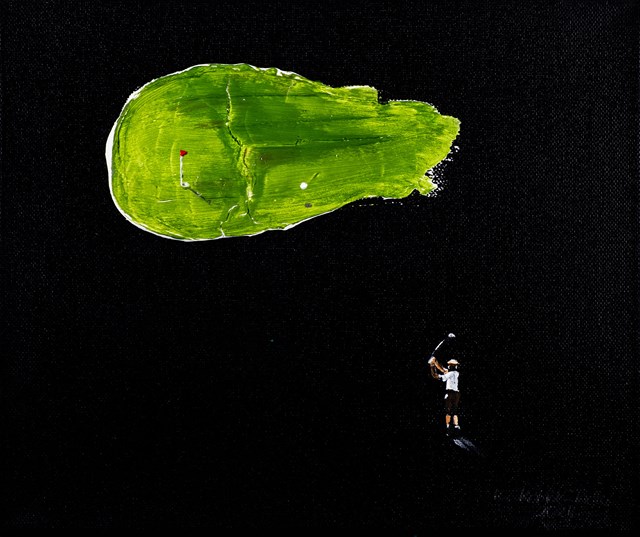 Living room painting by Katarzyna Kobiak-Tadla titled Golfer