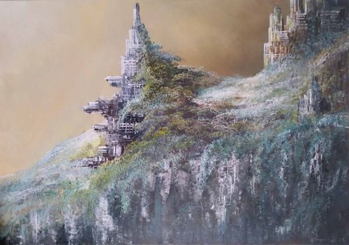 Living room painting by Andrzej Fronczak titled Flora Invasion