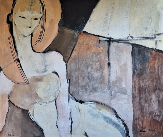 Living room painting by ERYK GORSKY titled I'm sleepy / Beauty is tiring, so I have to lie down