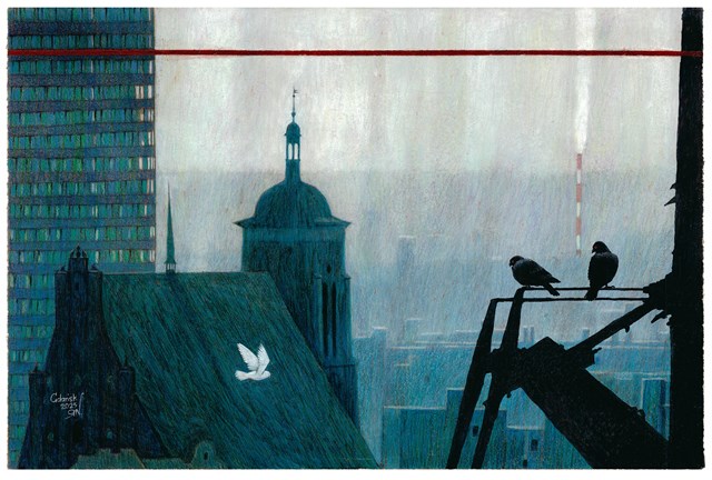 Grafika do salonu artysty Eugeniusz Nadtoczaj pod tytułem “Biała wrona”