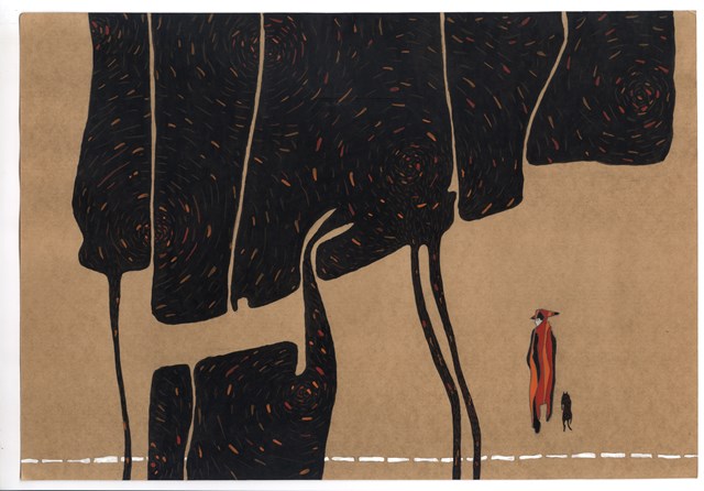 Living room painting by Eugeniusz Nadtoczaj titled "He and his dog Fortuna”