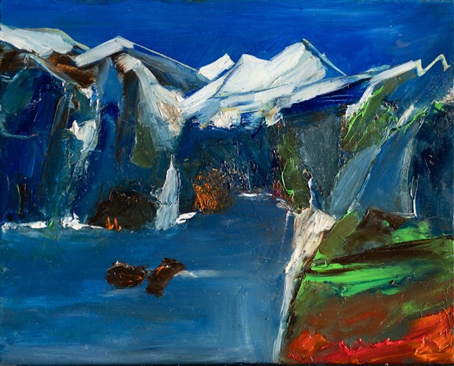 Living room painting by Lidia Sieczkowska titled Dachstein