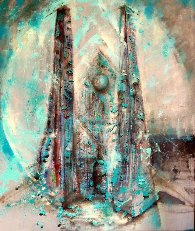 Living room painting by Łukasz Jankiewicz titled  Cathedral