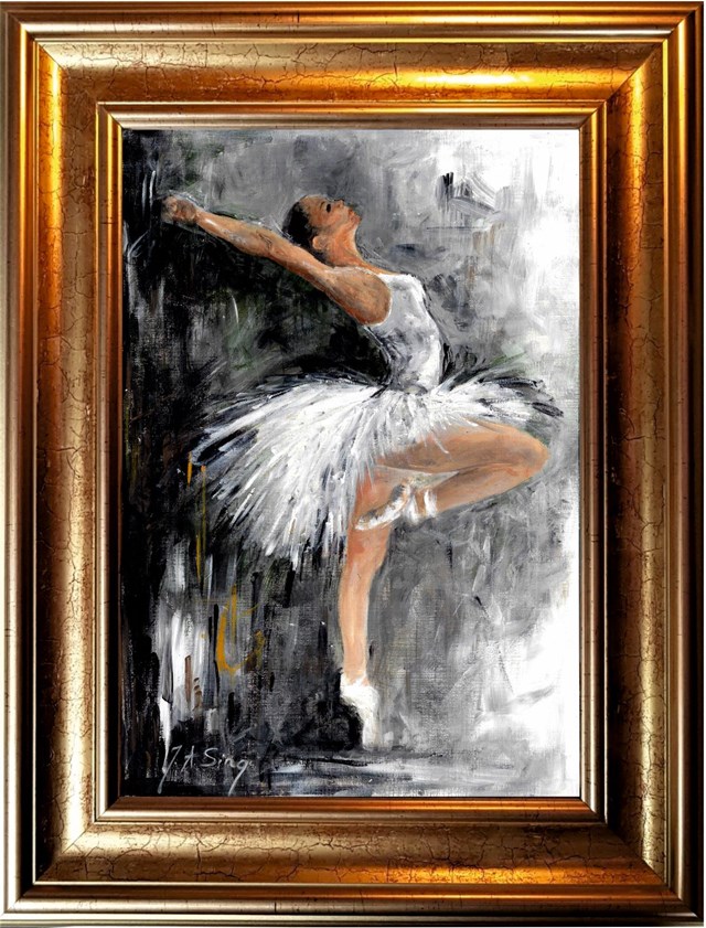 Living room painting by J. Aurelia Sikiewicz-Wojtaszek titled Ballet dancer III