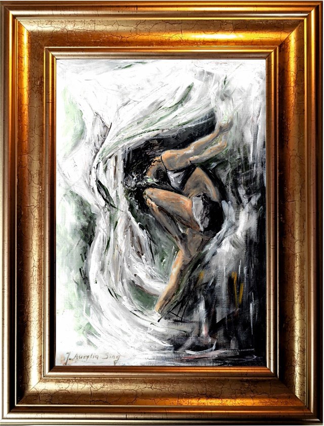 Living room painting by J. Aurelia Sikiewicz-Wojtaszek titled Ballet dancer II