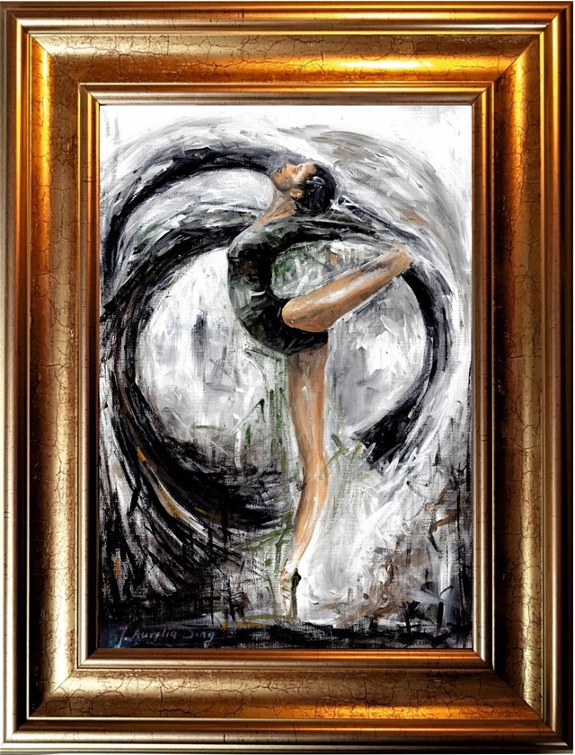 Living room painting by J. Aurelia Sikiewicz-Wojtaszek titled Ballet dancer I