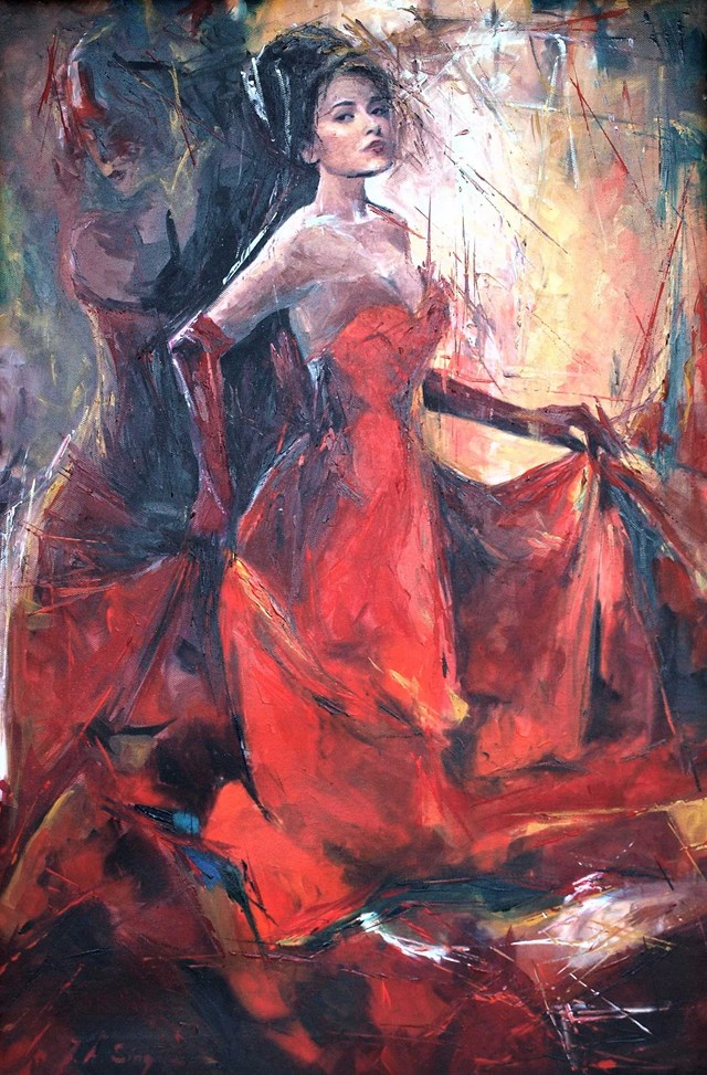 Obraz do salonu artysty J. Aurelia Sikiewicz-Wojtaszek pod tytułem Szkarłatny poemat